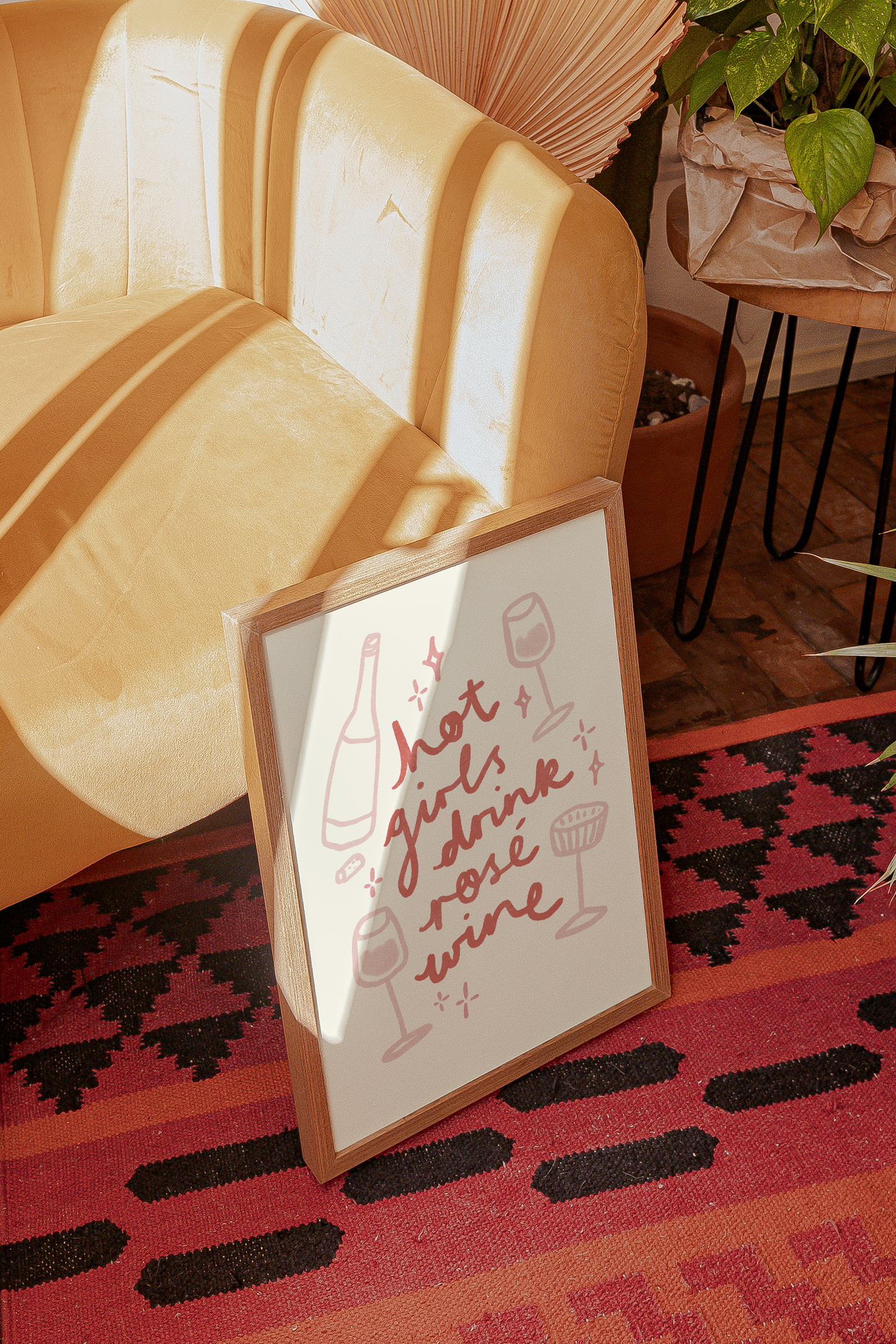 Hot Girls Drink Rose Wine Print