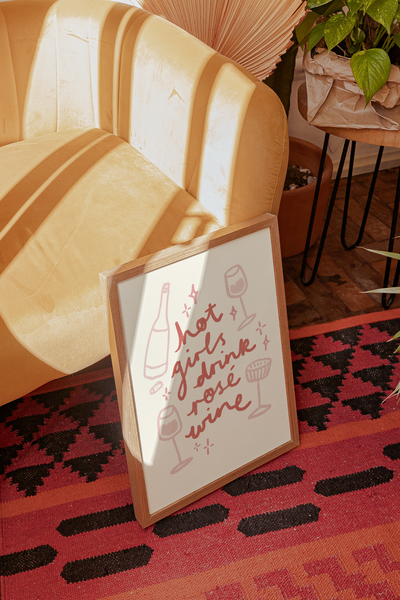 Hot Girls Drink Rose Wine Print