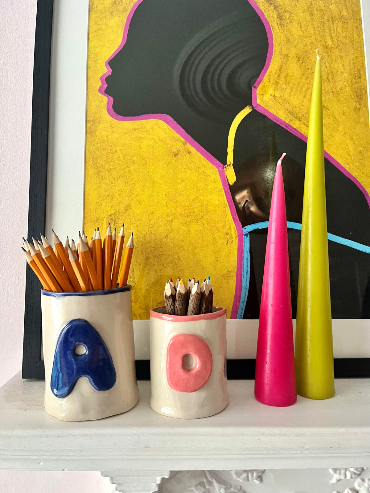 Navy Mono Bright Pen Pot - Alpha Beaker