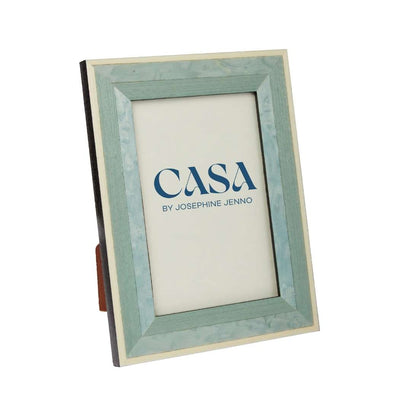 Beautiful Blue Marquetry Photo Frame with White Stripe 6x4" - Casa by Josephine Jenno