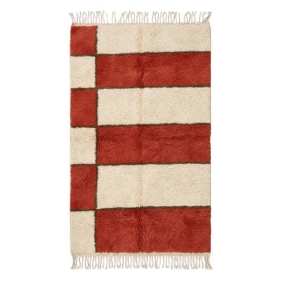 Bellas Artes hand-knotted Mrirt rug — Natural Cream and Burnt Sienna horizontal bands — Moussem Mexico Collection