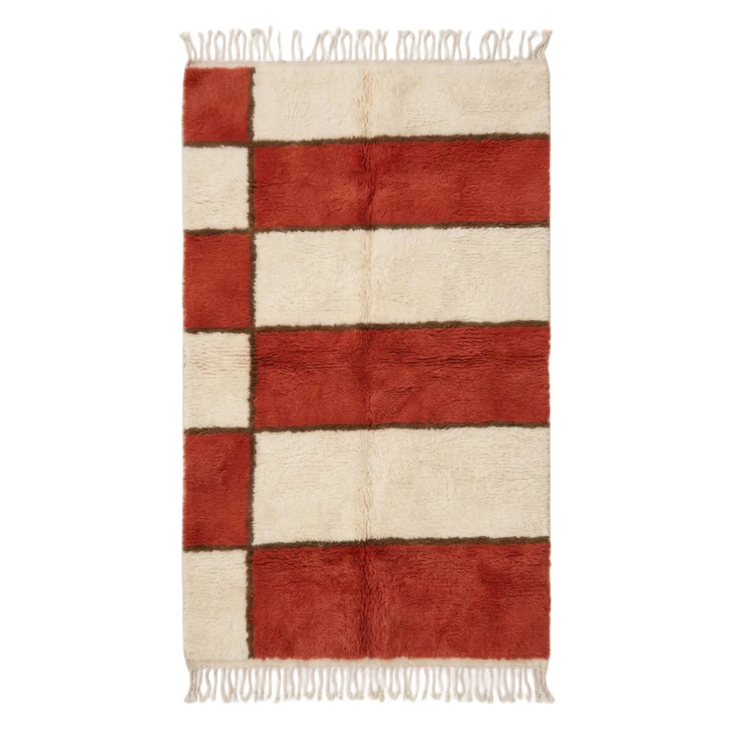 Bellas Artes hand-knotted Mrirt rug — Natural Cream and Burnt Sienna horizontal bands — Moussem Mexico Collection