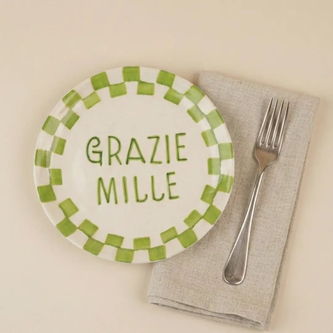 Grazie Mille Green Snack Plate (Set of 2)