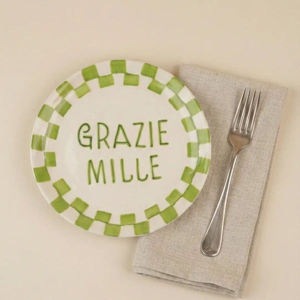 Grazie Mille Green Snack Plate (Set of 2)