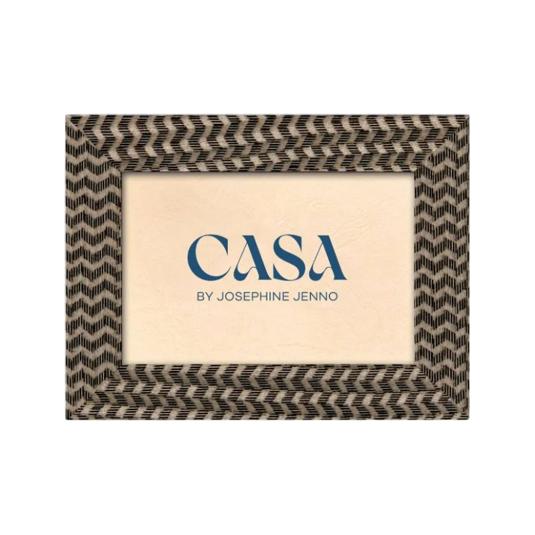 Black and Brown Marquetry Pattern Photo Frame 6x4" - Casa by Josephine Jenno