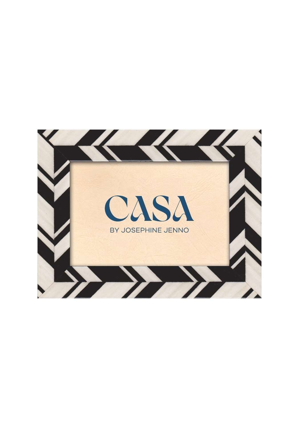 Black and White Marquetry Striped Photo Frame 6x4" - Casa by Josephine Jenno