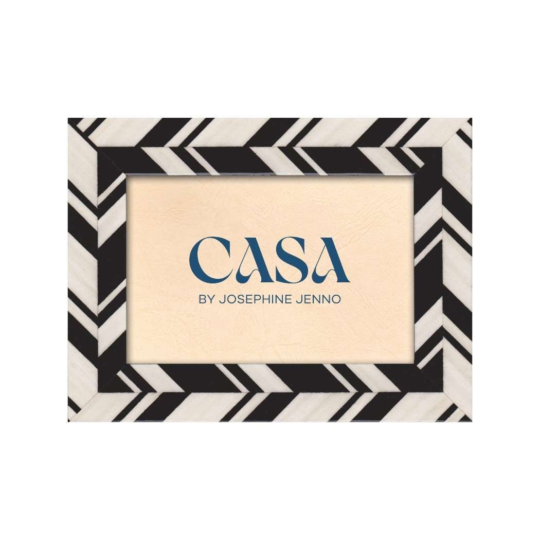 Black and White Marquetry Striped Photo Frame 6x4" - Casa by Josephine Jenno