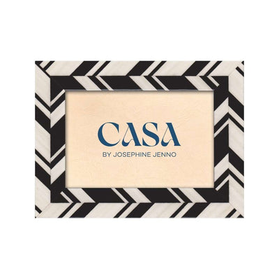 Black and White Marquetry Striped Photo Frame 6x4" - Casa by Josephine Jenno