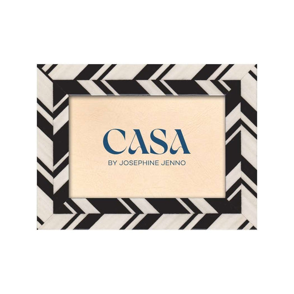 Black and White Marquetry Striped Photo Frame 6x4" - Casa by Josephine Jenno