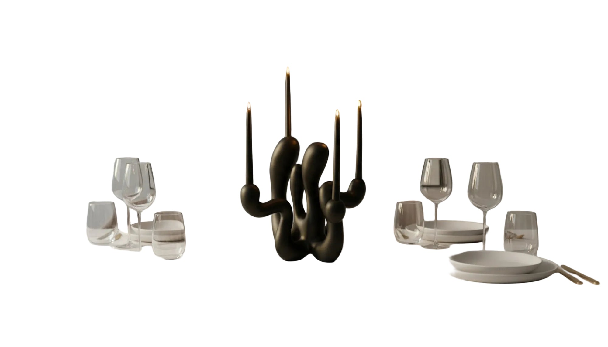 Hold the Light Sculptural Candleholder - Black