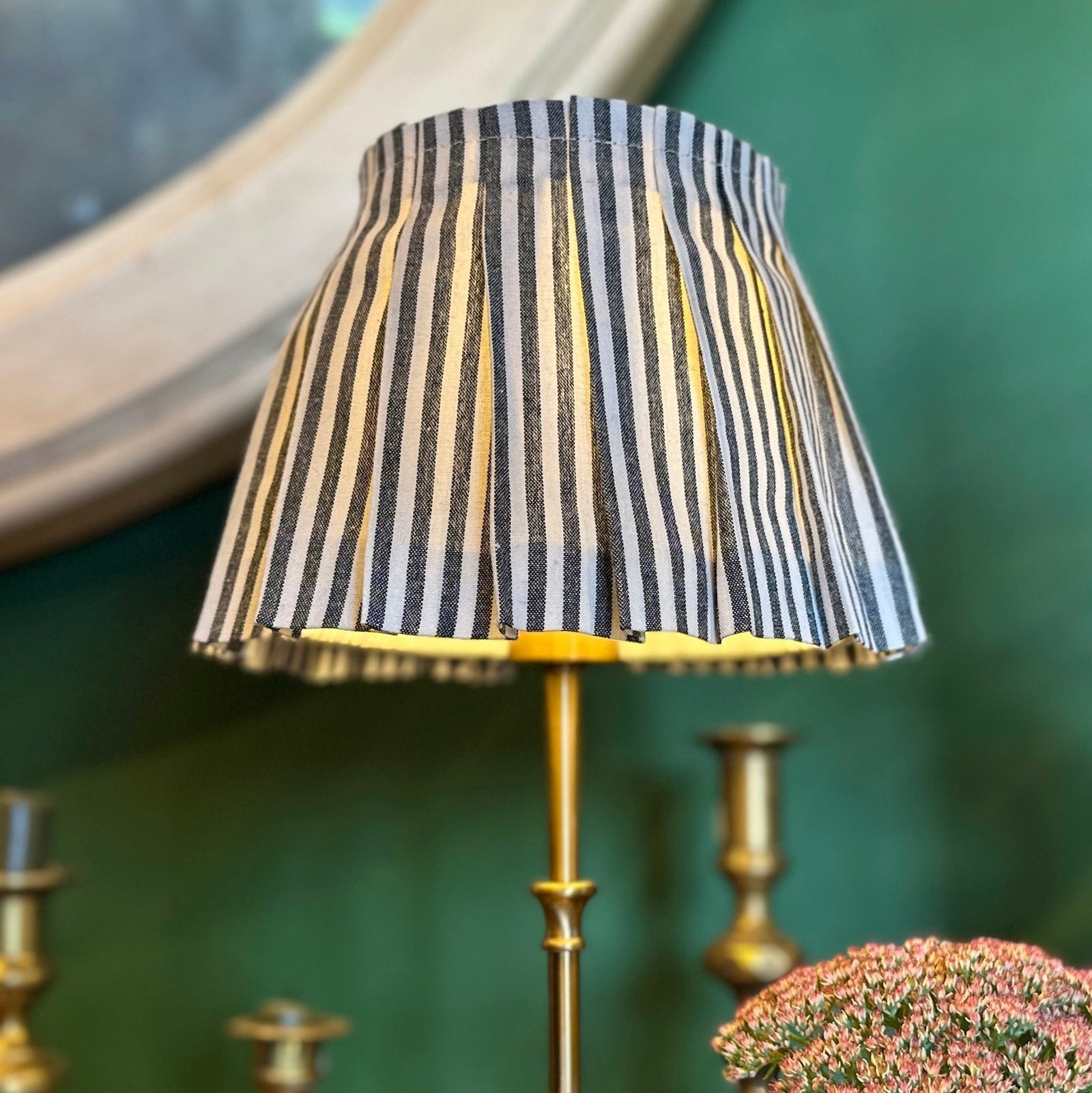 Interchangeable pleated bathroom lamp shades in luxury colours and patterns