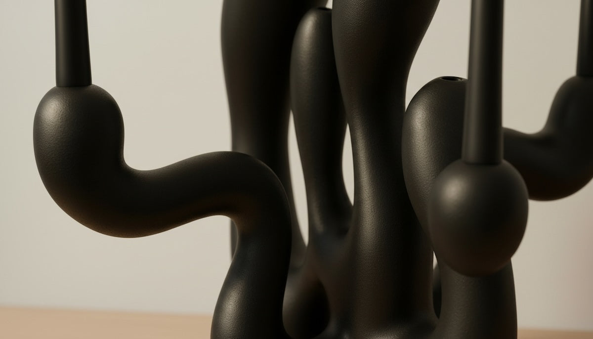 Hold the Light Sculptural Candleholder - Black