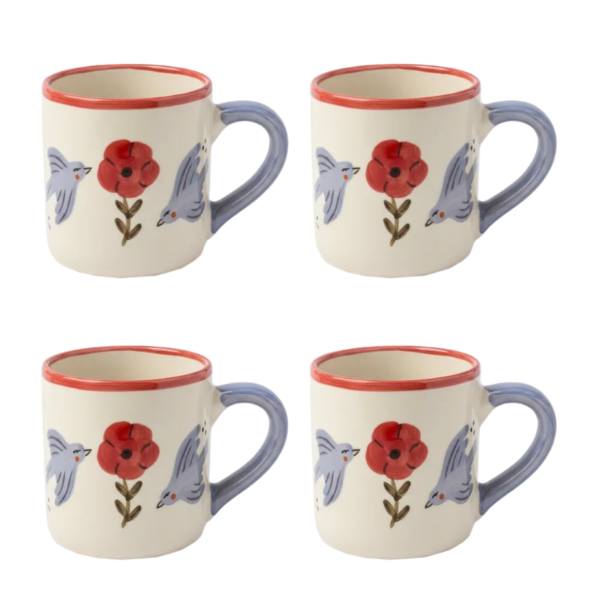 Bird and Bloom Mug Set of 4