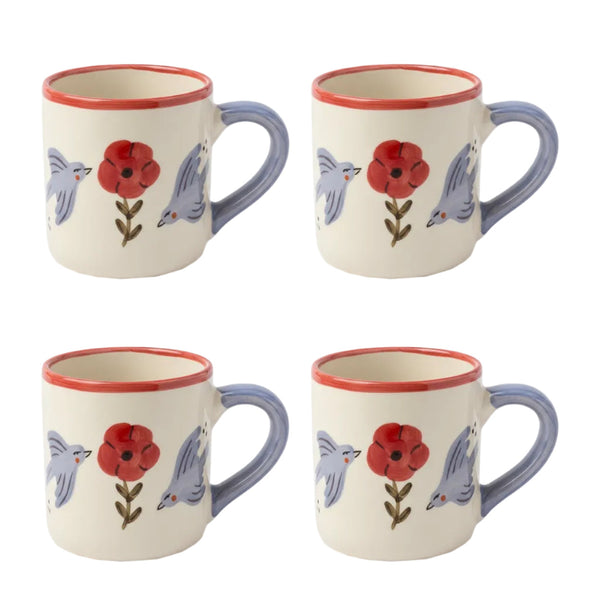 Bird and Bloom Mug Set of 4