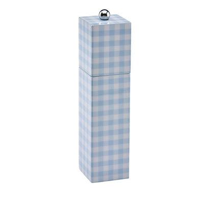 Blue Gingham Square Pillar Salt or Pepper Mill - Addison Ross Ltd UK