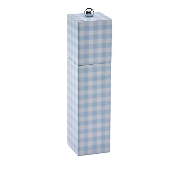 Blue Gingham Square Pillar Salt or Pepper Mill - Addison Ross Ltd UK