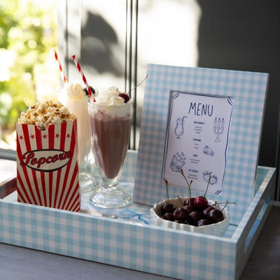 Blue Medium Gingham Tray - Addison Ross Ltd UK