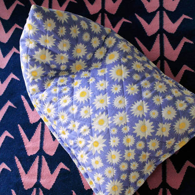 Blue and pink crane rug with lily flower bean bag