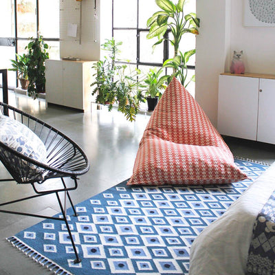 Room with Blue Evil Eye Flatweave Wool Rug