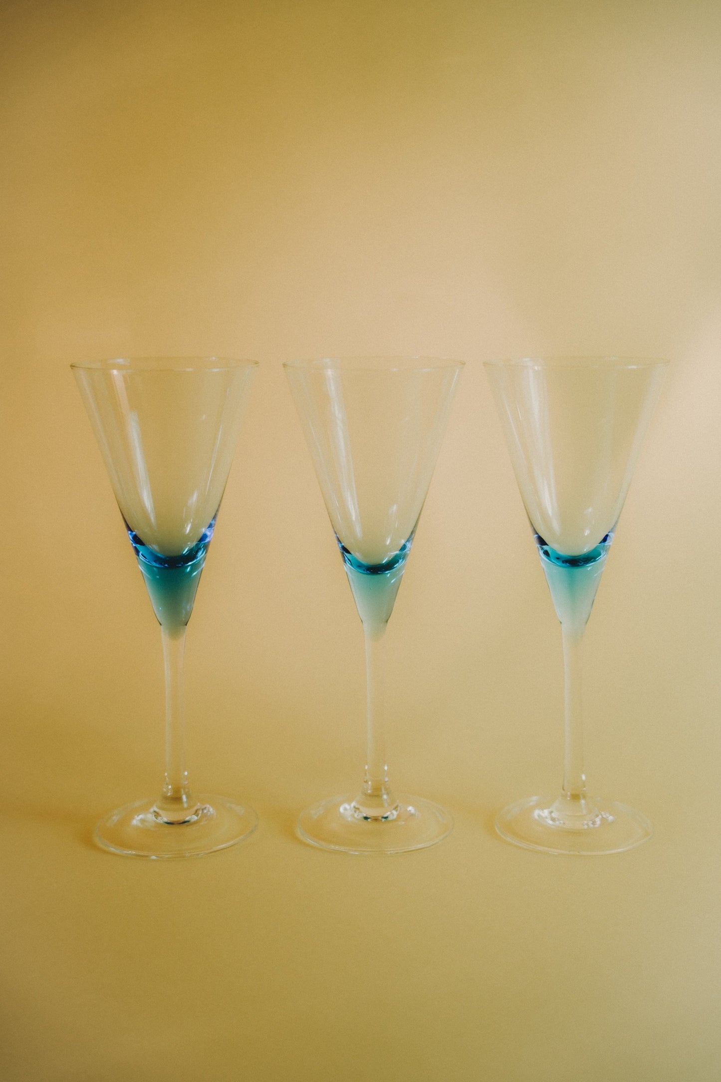 Three Blue Wineglasses