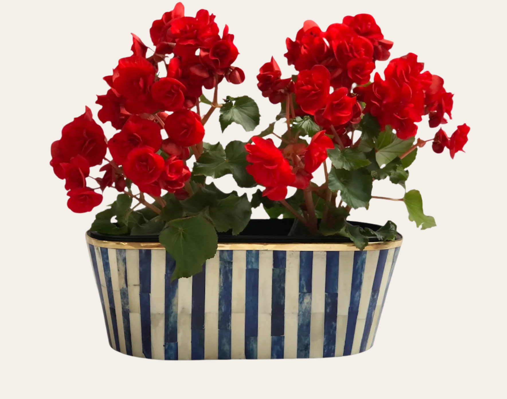 Oblong Inlay Planter | Large | Blue | Striped