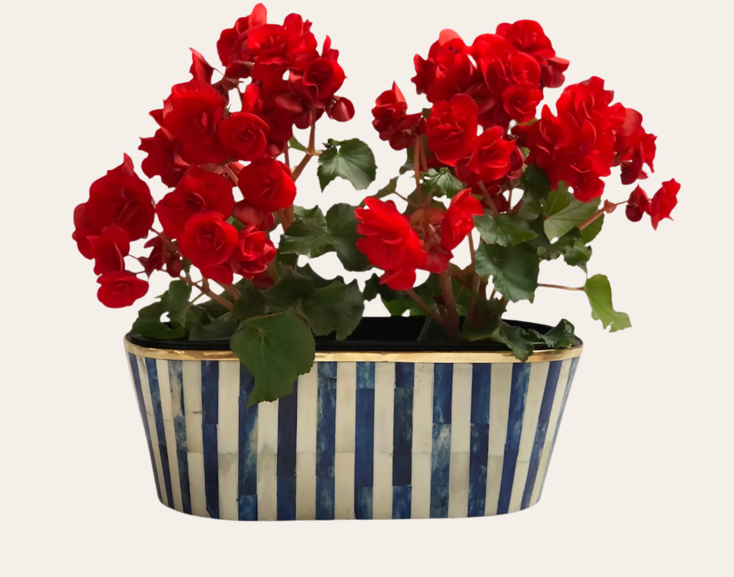 Oblong Inlay Planter | Large | Blue | Striped