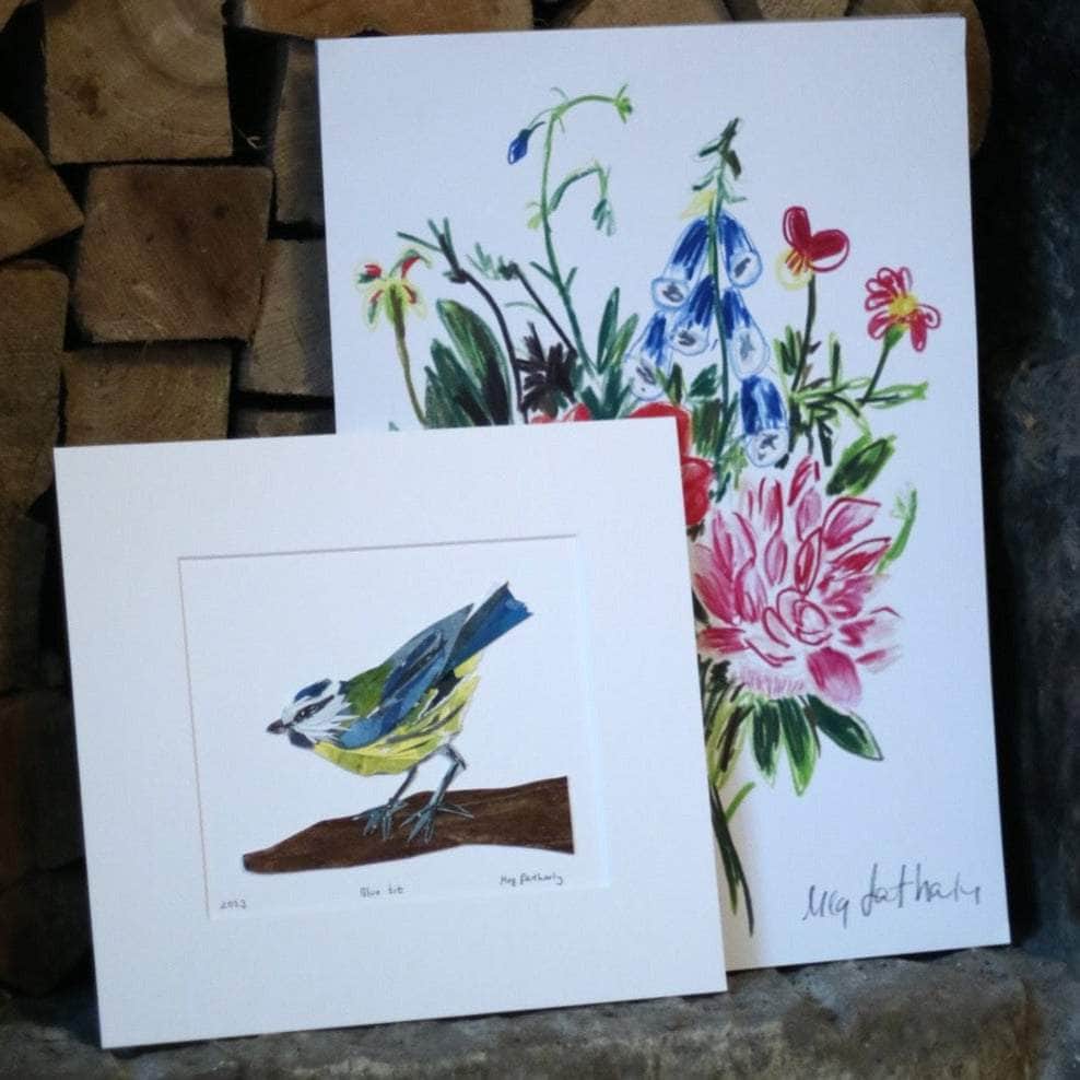Original Blue Tit Bird Collage Art Piece