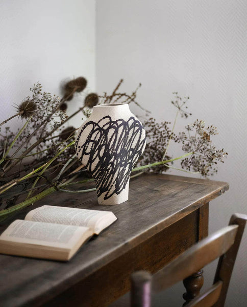 Ceramic Vase ‘Dal - Circles Black’