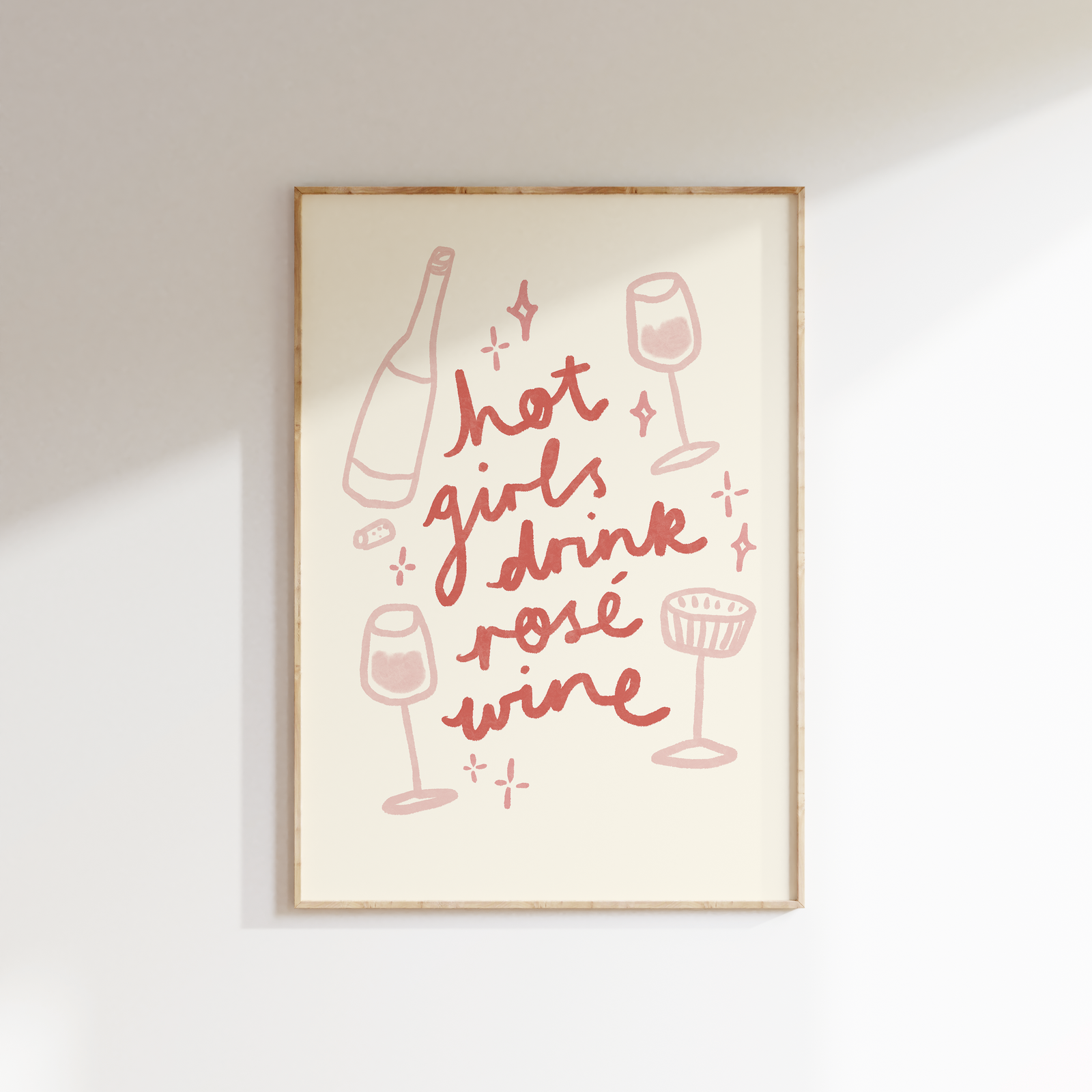 Hot Girls Drink Rose Wine Print