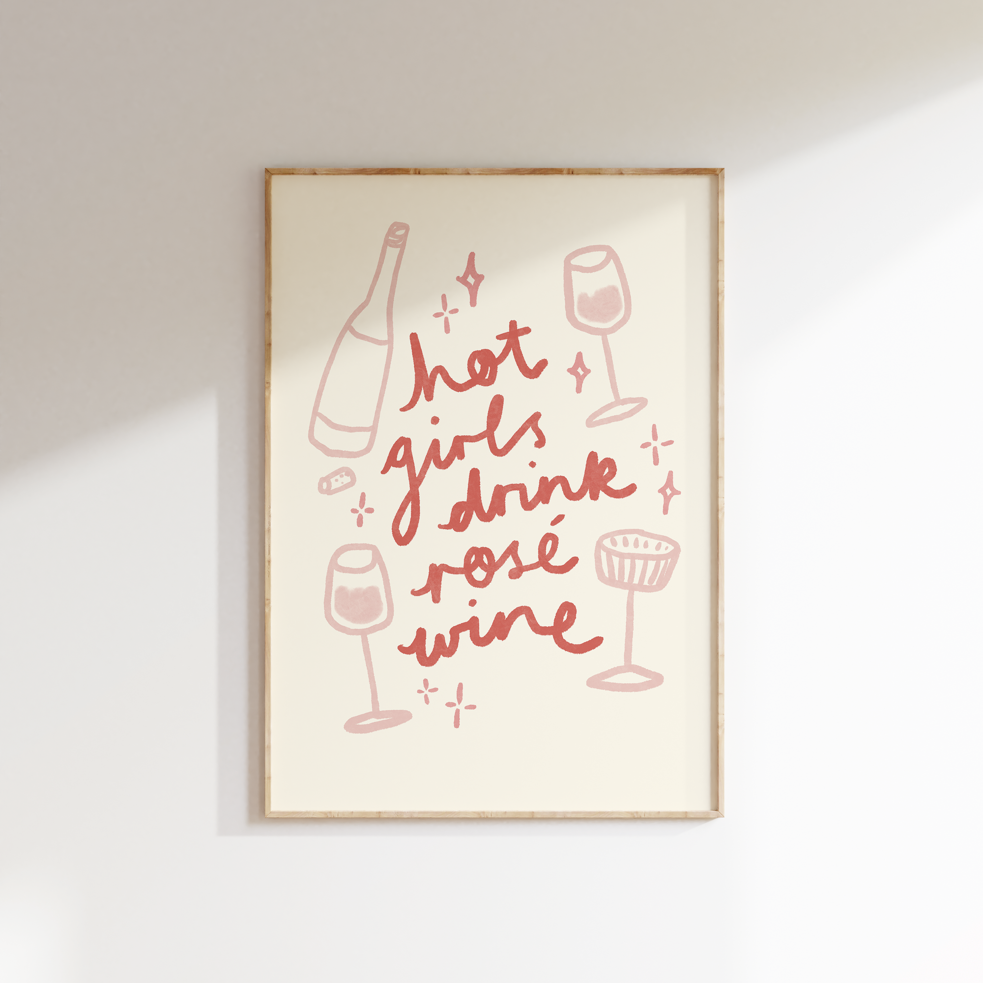 Hot Girls Drink Rose Wine Print