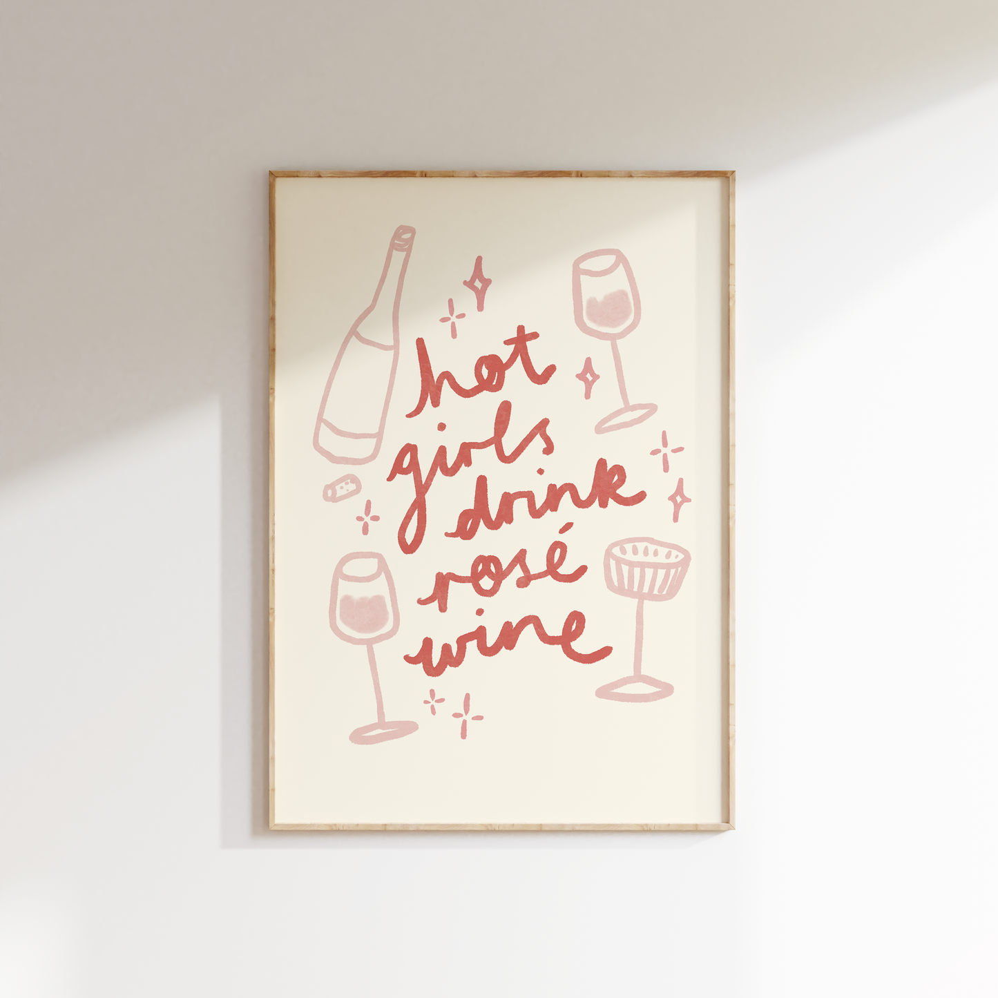 Hot Girls Drink Rose Wine Print