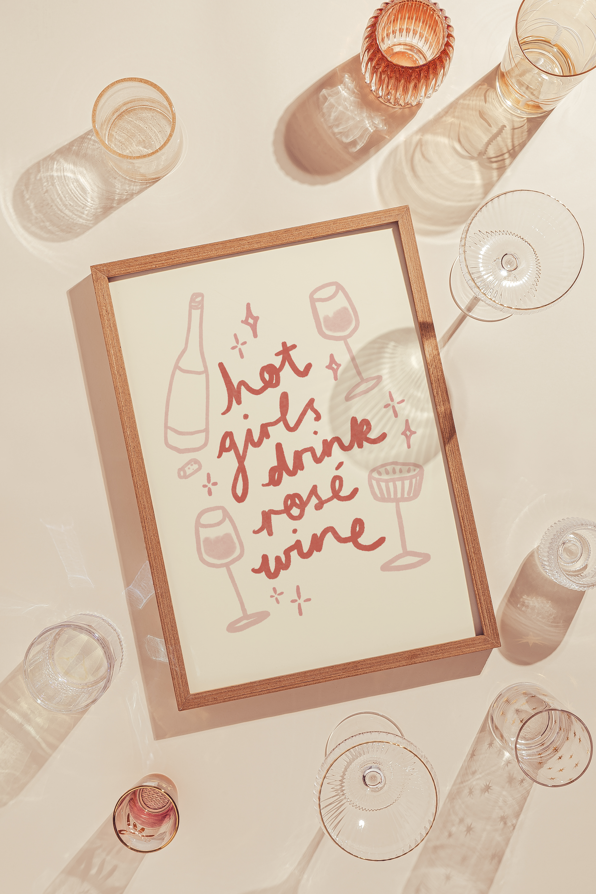 Hot Girls Drink Rose Wine Print