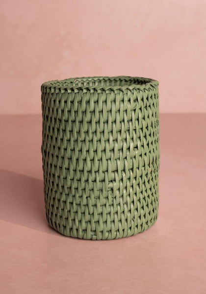 Savannah Rattan Bottle Holder - Green
