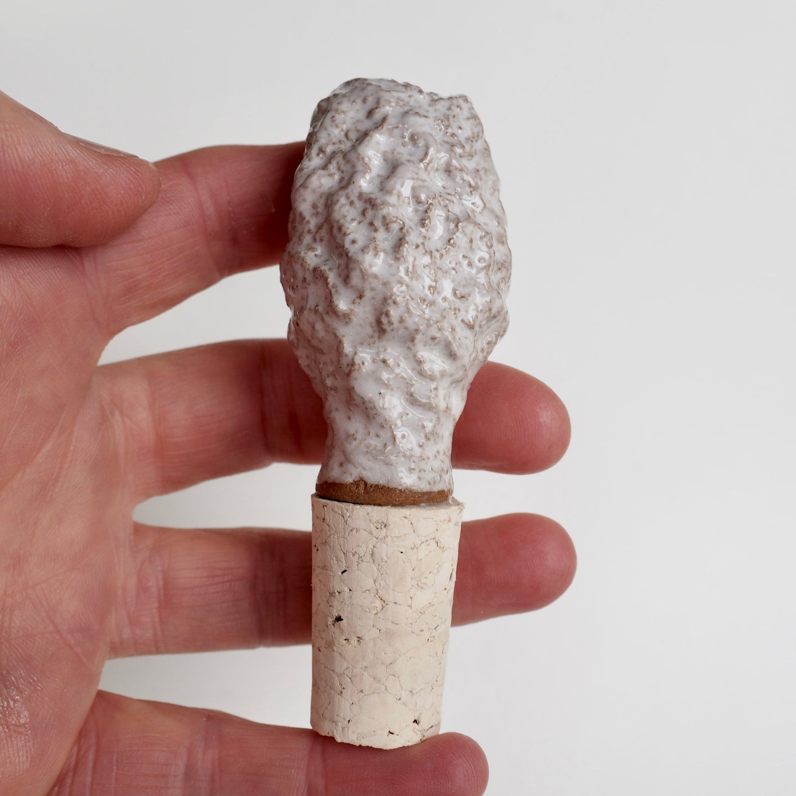 Handmade Textural Ceramic and Cork Bottle Stopper