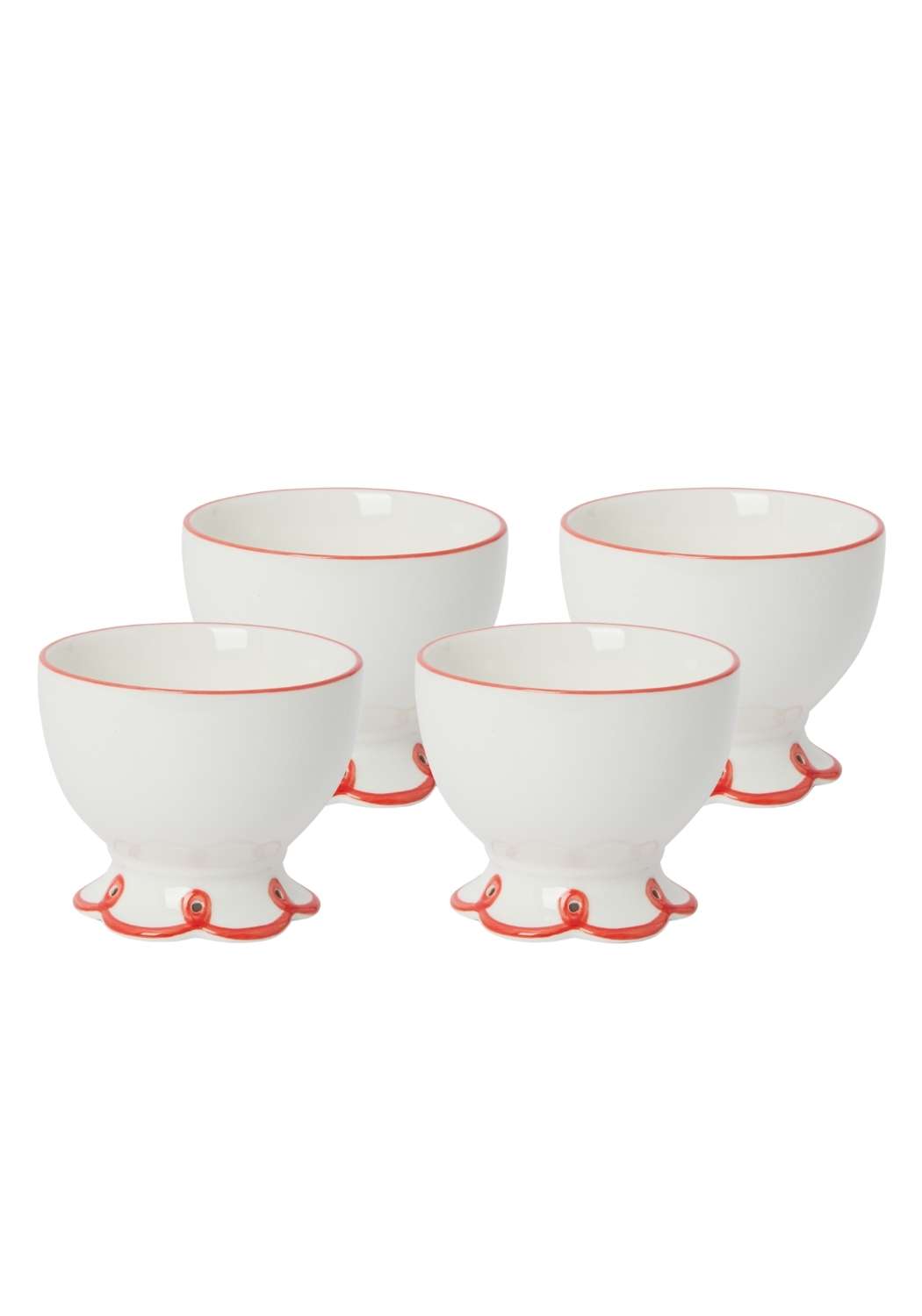 Rosy Red Scalloped Bowl | Set of 4