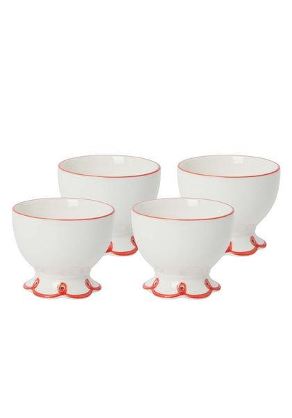 Rosy Red Scalloped Bowl | Set of 4