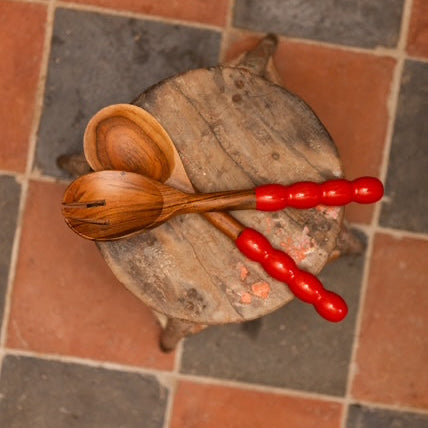 Bobbin Salad Servers | Cherry Red