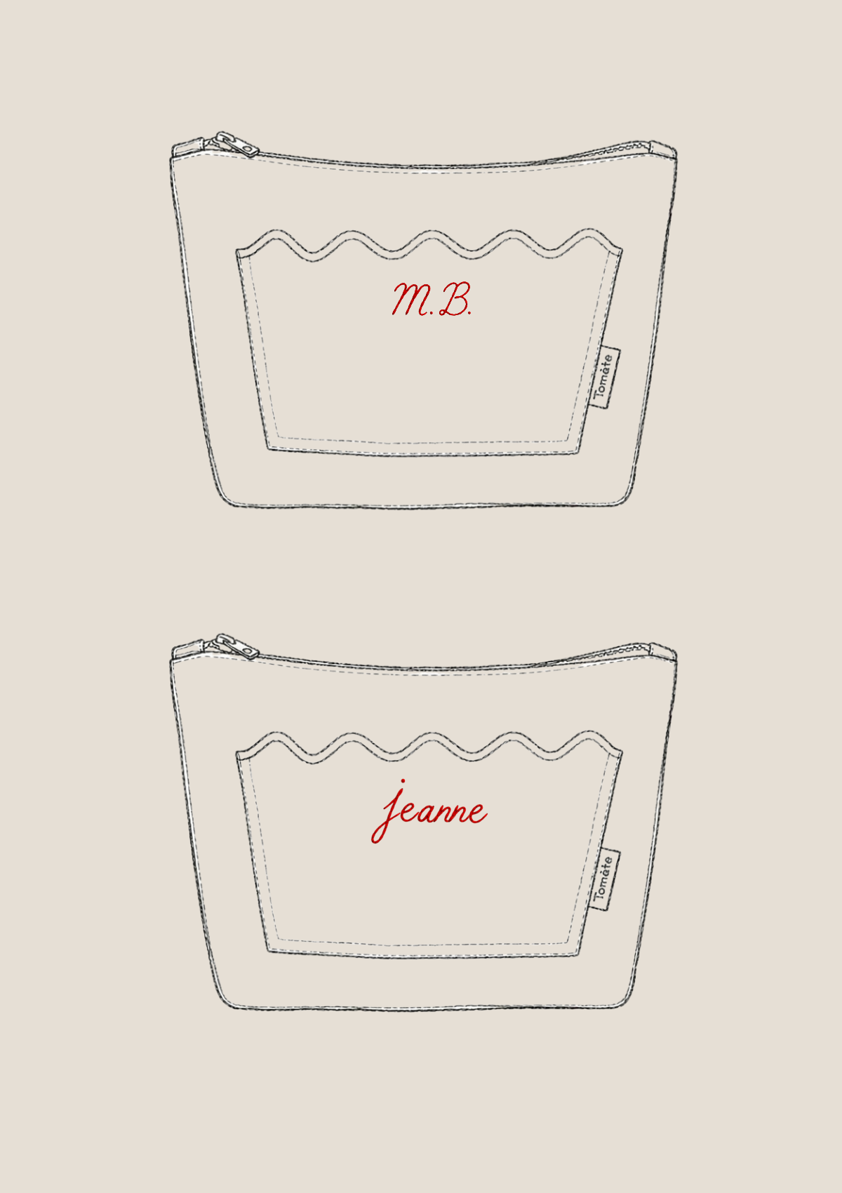 Wavy Pouch in Red & White