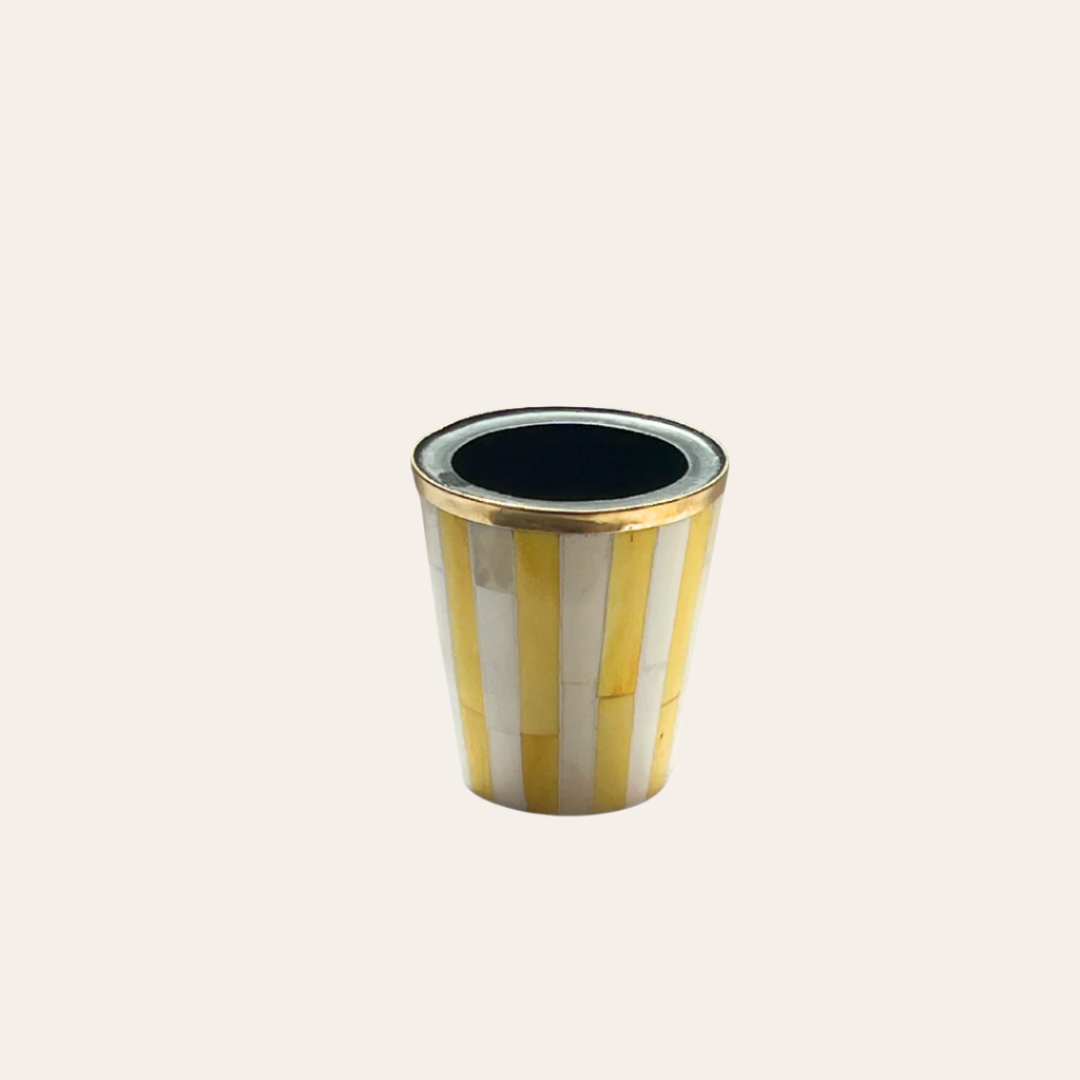 Inlay Brush Pot | Yellow & White | Striped