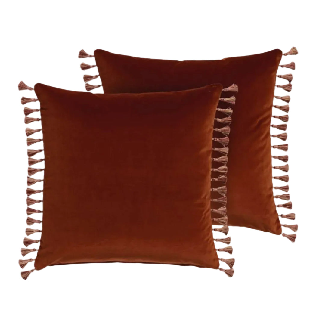 Burgandy Velvet Cushion Cover - With Tassels! - Casa by Josephine Jenno