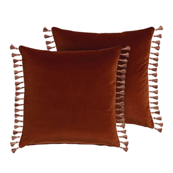 Burgandy Velvet Cushion Cover - With Tassels! - Casa by Josephine Jenno