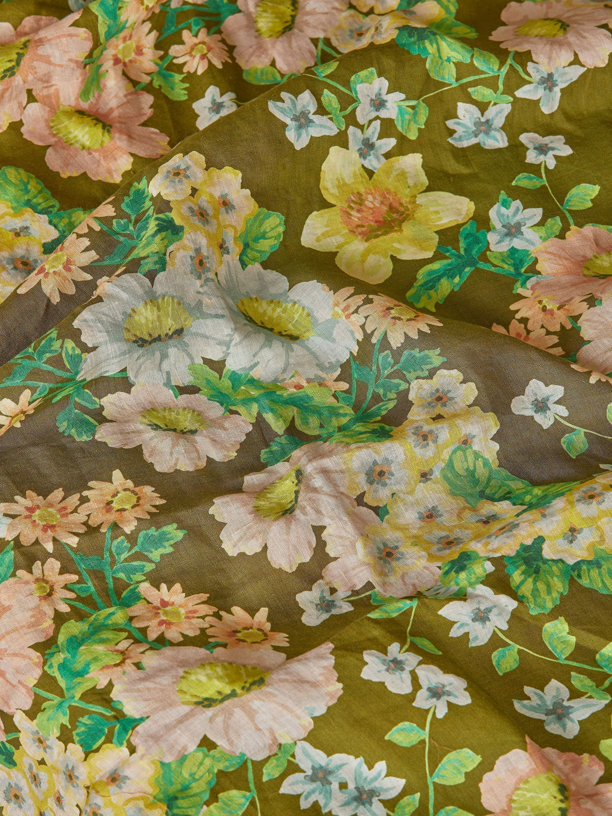 Buttercup Olive Linen Quilt Cover