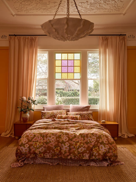 Buttercup Rust Linen Quilt Cover
