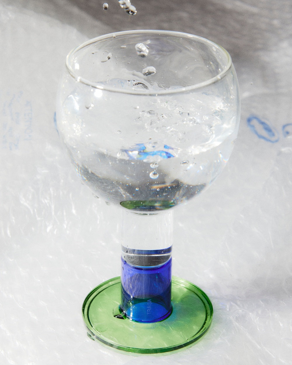 Wine Candle Glass - Green & Ink Blue