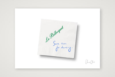 Napkin at Le Bilboquet — A4 (30×21cm, 12×8") Print only
