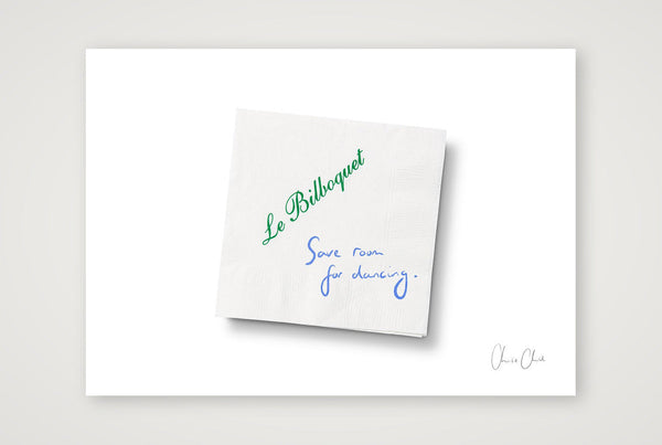 Napkin at Le Bilboquet — A4 (30×21cm, 12×8") Print only