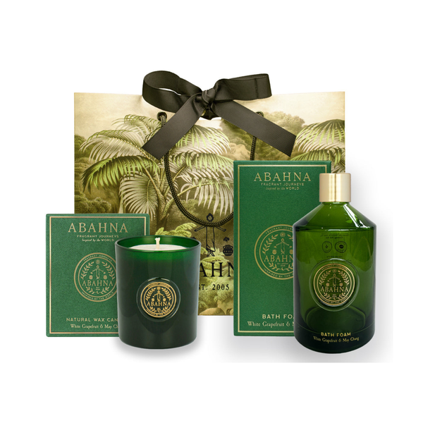 Bath Foam Decanter & Scented Candle Set - White Grapefruit & May Chang