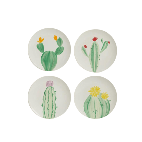 Hand Painted Spicy Cactus Set of 4 Plates