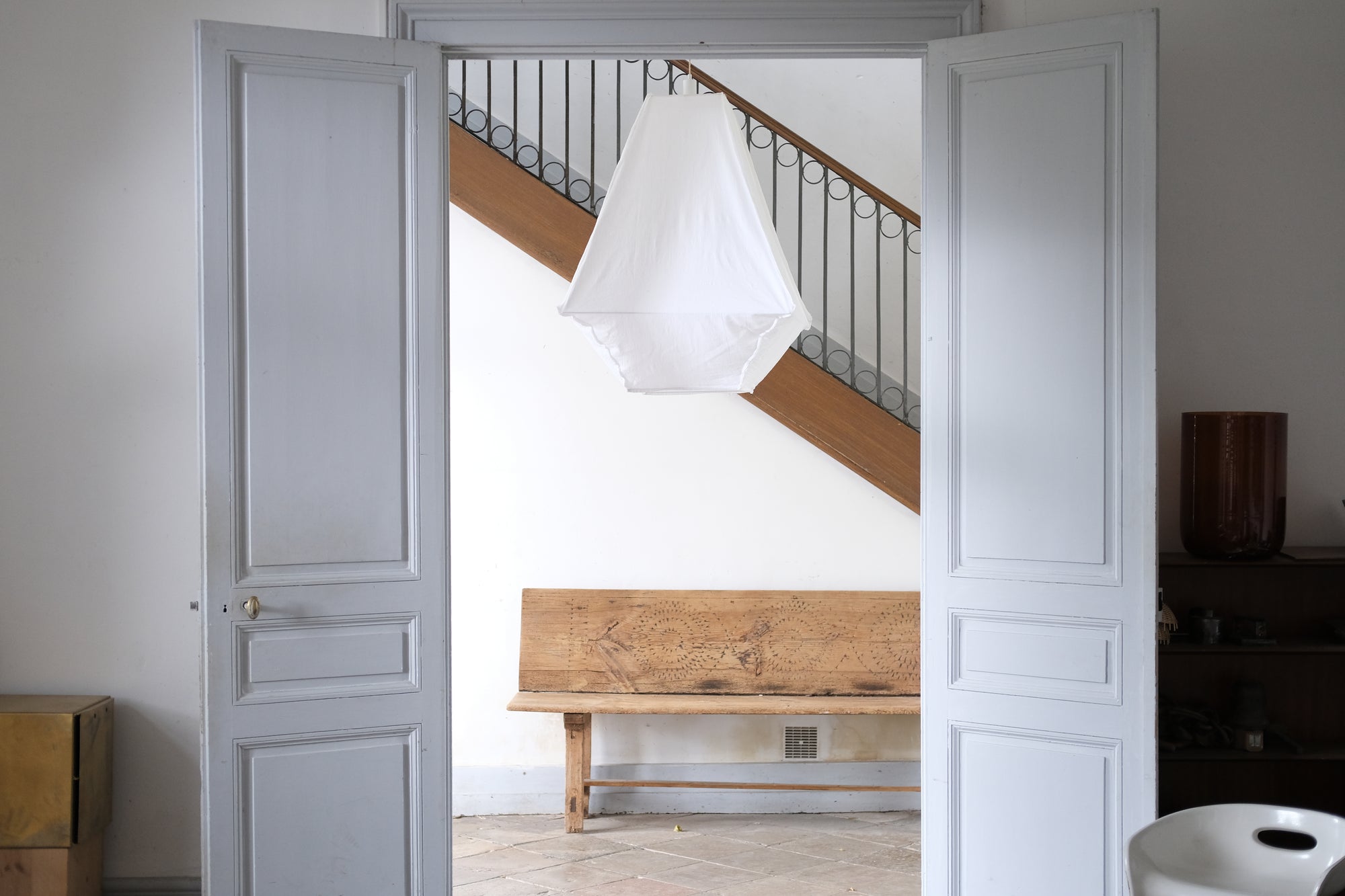 Candelabra Antique White Cotton Ceiling Light