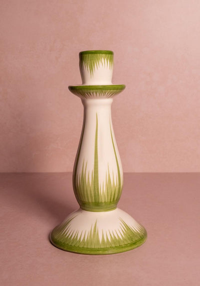 Cara Shell Candle Holder, Green